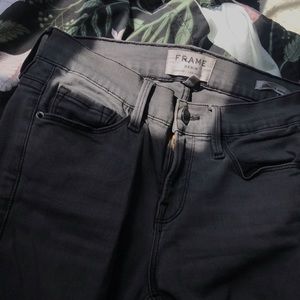 Frame Denim Gray Distressed Skinny Jeans